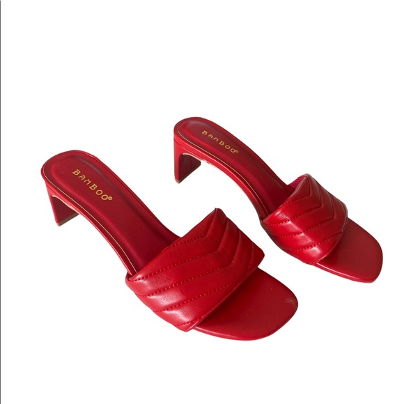 BAMBOO Shoes - Bamboo | Red Vegan Leather Slides Sz 8